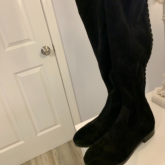 NWOT Marc Fisher Black Suede Knee High Boots - Picture 4 of 12